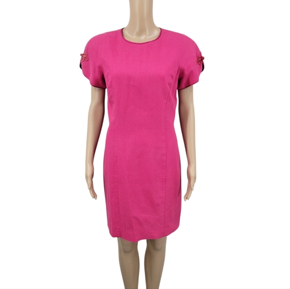 Adrianna Papell Dresses & Skirts - Adrianna Papell Vintage Linen Blend Short Tuplip Sleeve Sheath Dress